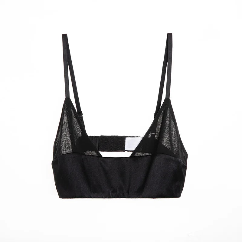 Birdtree Women's 90% Silk 10% Spandax Bra, Thin Non-pad Everyday Comfortable ,Wireless Small Chest Bralette Intimate P36753QM