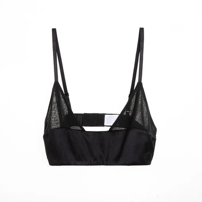 Birdtree Women's 90% Silk 10% Spandax Bra, Thin Non-pad Everyday Comfortable ,Wireless Small Chest Bralette Intimate P36753QM
