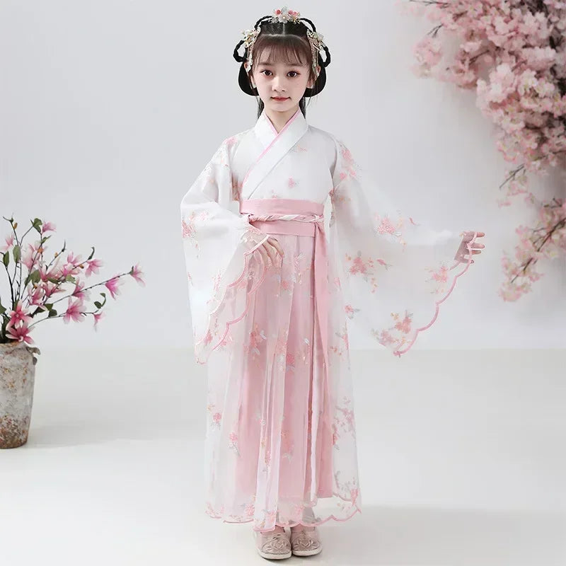 Summer Party Costume Girl Dresses Vintage Kids Clothes Vestido Casual Baby Chinese Hanfu Cosplay Children Princess Girls Dress