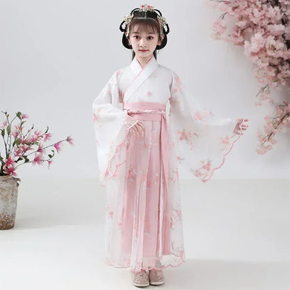Summer Party Costume Girl Dresses Vintage Kids Clothes Vestido Casual Baby Chinese Hanfu Cosplay Children Princess Girls Dress