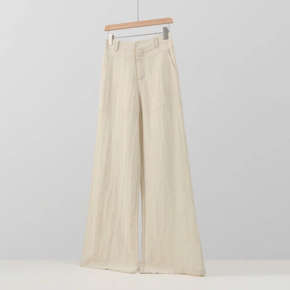 Women Casual Wide Leg Pants Elastic High Waist Linen Trousers Summer Fashion Women Clothes Beachwear