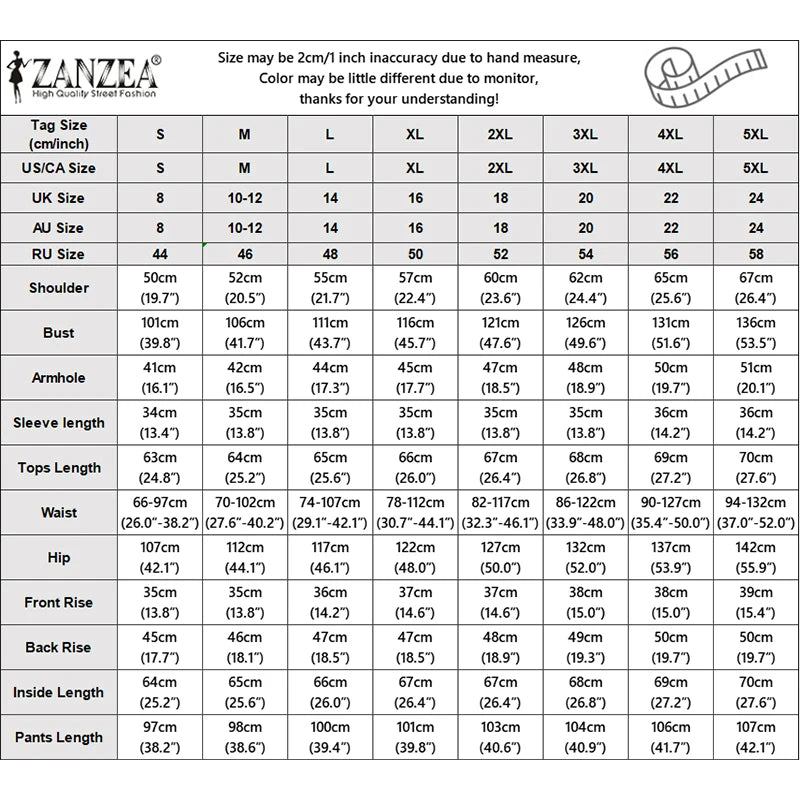 ZANZEA Plus Size 5XL Women Crinkled Fabric Pant Sets 3/4 Sleeve Shirt & Wide Leg Pant 2-Piece Sets Autumn Daily Casual Co-ords