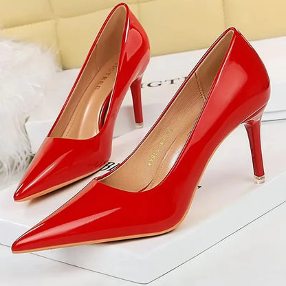 BIGTREE Shoes Classic Pumps Patent Leather Women Pumps Fashion Women Wedding Shoes High Heels Stiletto 10.5 cm 7.5 cm Lady Shoes