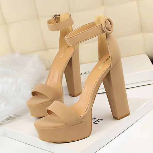 Brand Elegant Sandals Women High Heels Pumps Super High Heel 13cm Women'S Banquet Sandals Waterproof Platform Toe Sandals