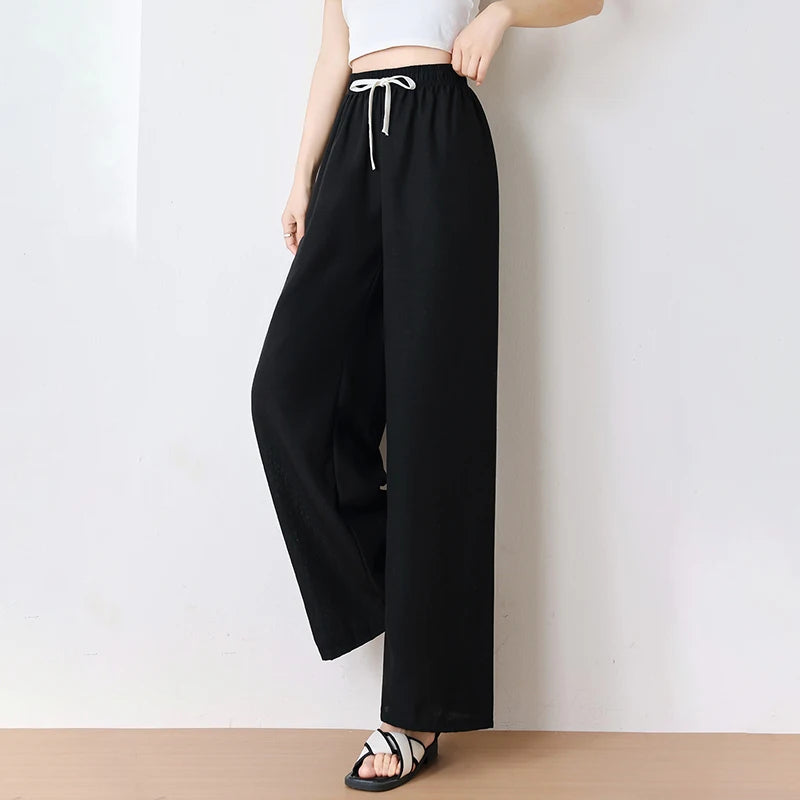 Women's Loose Thin Pants 2026 Casual Classic Solid Color Cool Soft Women's High Elasticity Daily Casual Plus Size Pants