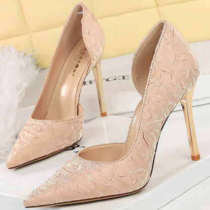 BIGTREE Shoes Women Pumps Wrinkled Satin Elegant High Heels Evening Gown Banquet Women Heels Stiletto 11 Cm Sexy Party Shoes