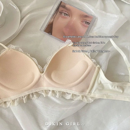 Sexy Lace Embroidered Bra Set with Small Chest Gathered for Collection, Accessory Breasts Without Steel Rims, Underwear Set