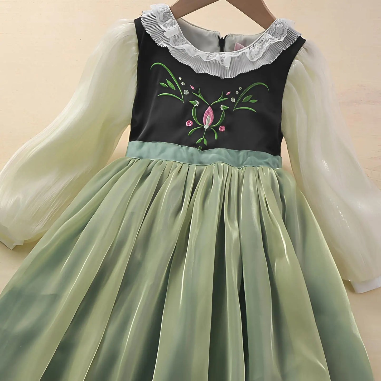 Clothing for New Kids Autumn 2026 Quality Korean Style Anna Baby Girls One Piece Princess Sundress Dress Up Girl Green Party