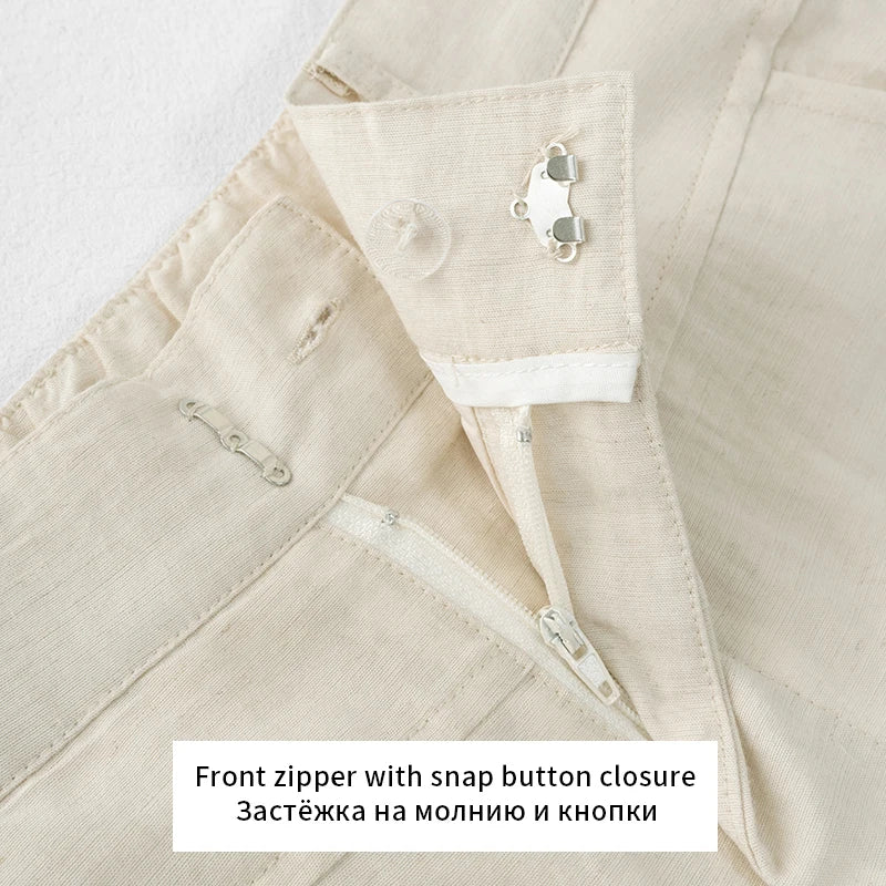 Women Casual Wide Leg Pants Elastic High Waist Linen Trousers Summer Fashion Women Clothes Beachwear