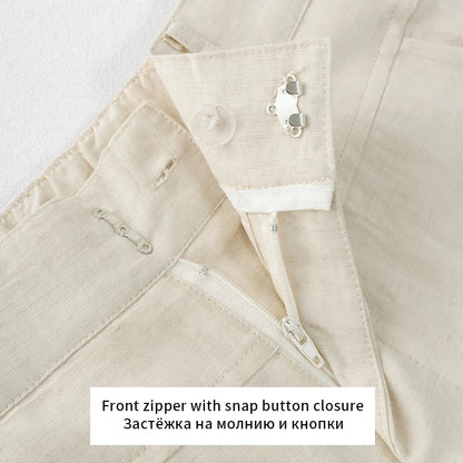 Women Casual Wide Leg Pants Elastic High Waist Linen Trousers Summer Fashion Women Clothes Beachwear