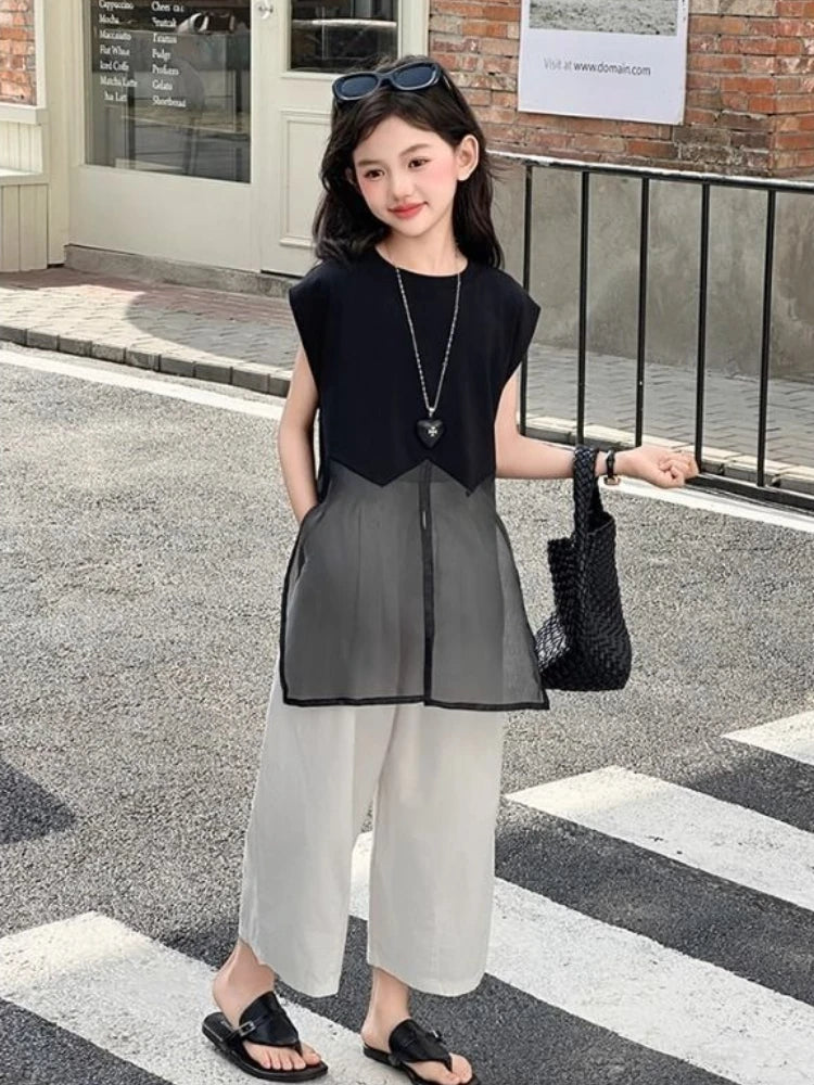 Little Girl Clothes Summer Children's Clothing Setup Child Girls Girls' 2025 New Kids Fashion Outfit Outdoor Sets Suit Korean