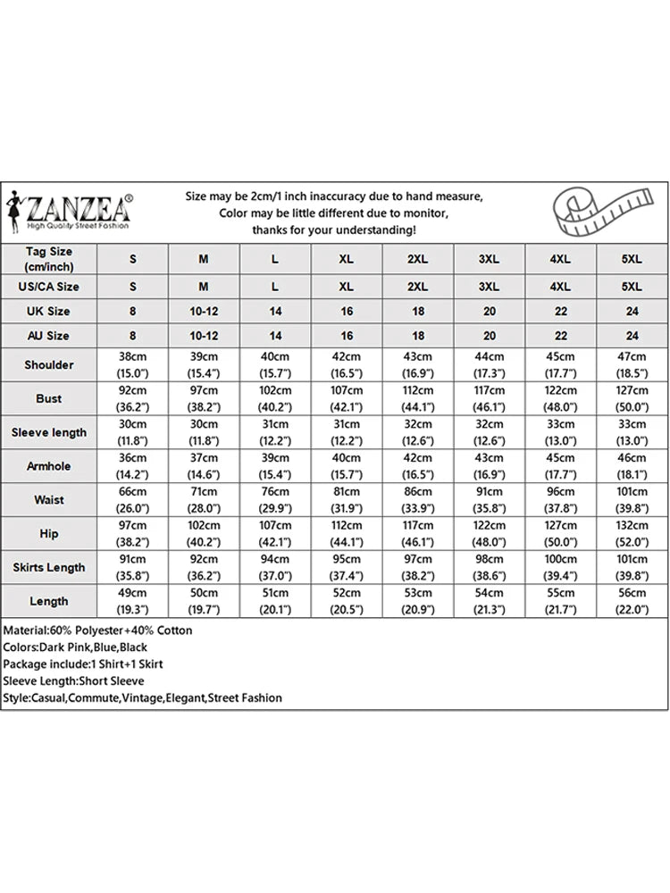 ZANZEA Stylish Office Women Outfits Summer 2 Piece Sets Elegant Lapel Neck Short Sleeve Shirt Midi Dress Sets Stripe Tracksuit