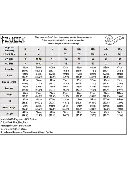 ZANZEA Stylish Office Women Outfits Summer 2 Piece Sets Elegant Lapel Neck Short Sleeve Shirt Midi Dress Sets Stripe Tracksuit