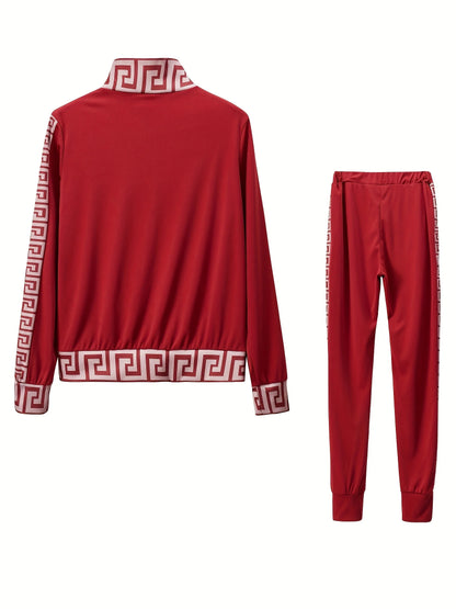 2025 Europe And The United States New Style Leisure Printing Stitching Two-piece Suit