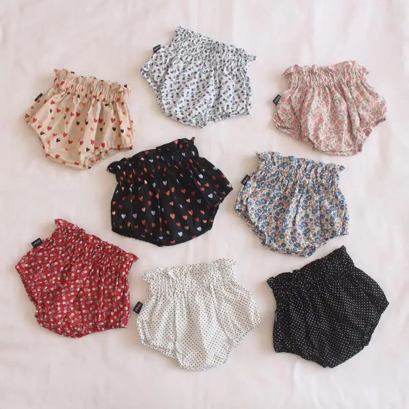 Ircomll 2pcs Summer Toddler Baby Girl Shorts Cotton Linen Floral Breathable Lounge Kids Pants Children Loose PP Pants Shorts