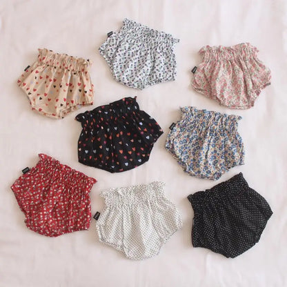 Ircomll 2pcs Summer Toddler Baby Girl Shorts Cotton Linen Floral Breathable Lounge Kids Pants Children Loose PP Pants Shorts
