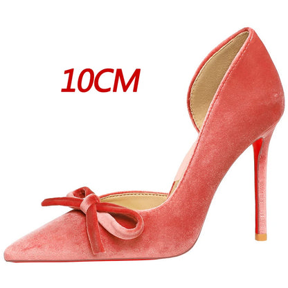 Luxury Women Pumps Bowknot High Heels Women 7.5 cm 10 cm Stiletto Sexy party shoes Velvet Ladies shoes Women Wedding shoes 2026