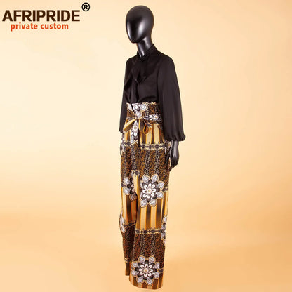 2026African Pants for Women Plus Size Wear Trousers Customzied High Waist Full Length Back Zipper Pants with Sashes A1821002