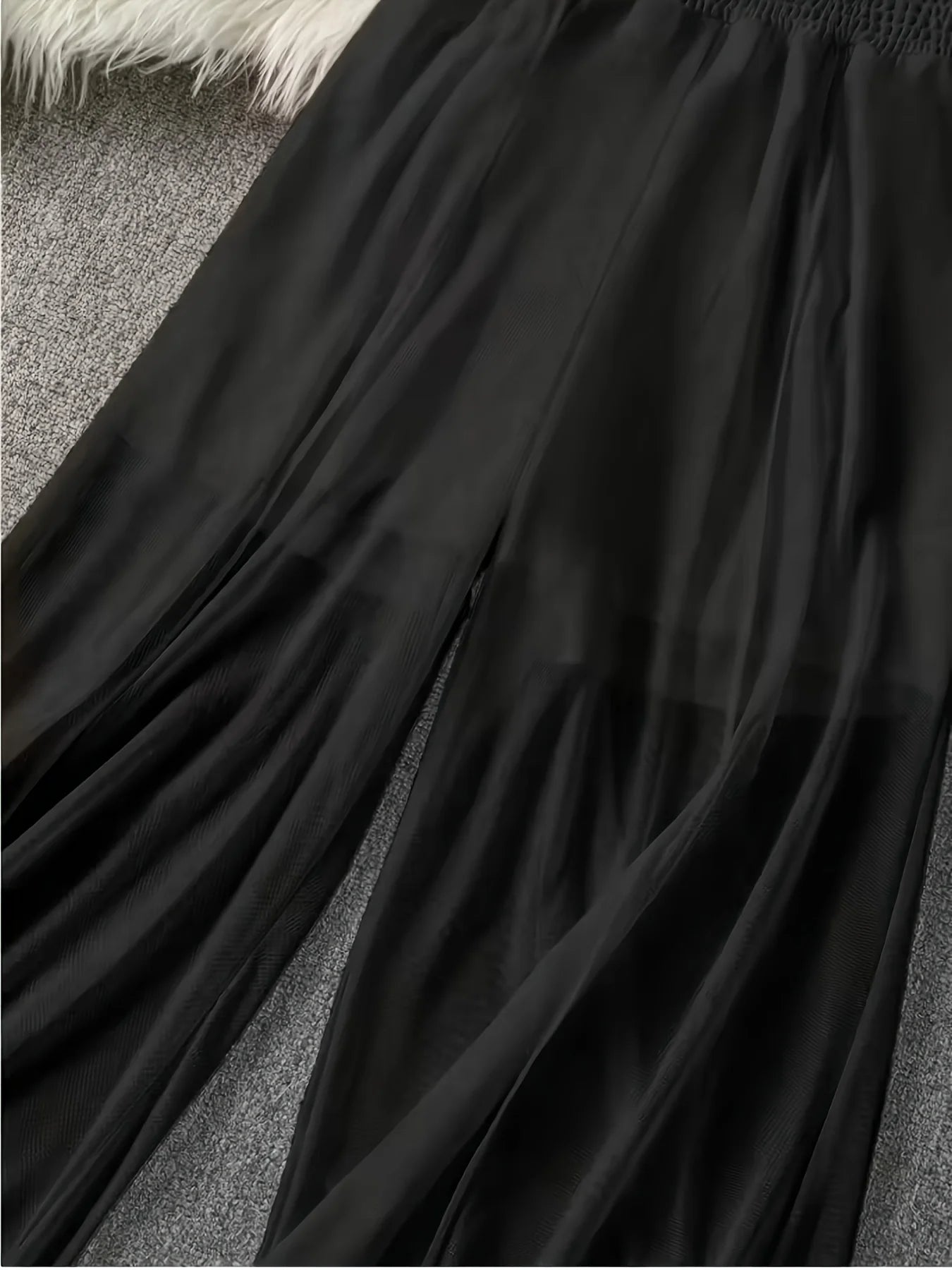 Summer solid color chiffon wide leg pants for women, high waisted, elastic waistband, flowing and slimming, casual pants