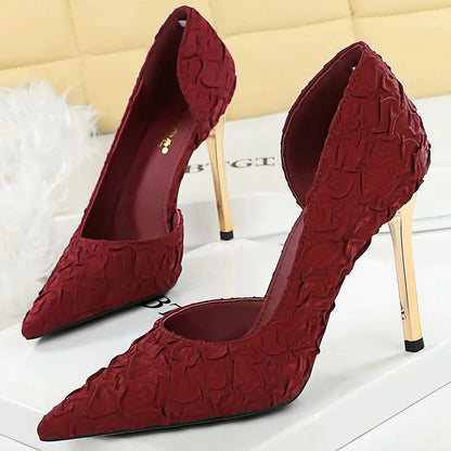 BIGTREE Shoes Women Pumps Wrinkled Satin Elegant High Heels Evening Gown Banquet Women Heels Stiletto 11 Cm Sexy Party Shoes
