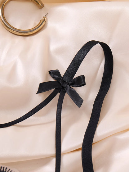 Women Elegant Black Embroidery Lingerie Set Sheer Mesh Underwire Bra T‑back Panty Bow Decor Intimate Wear ZA824057