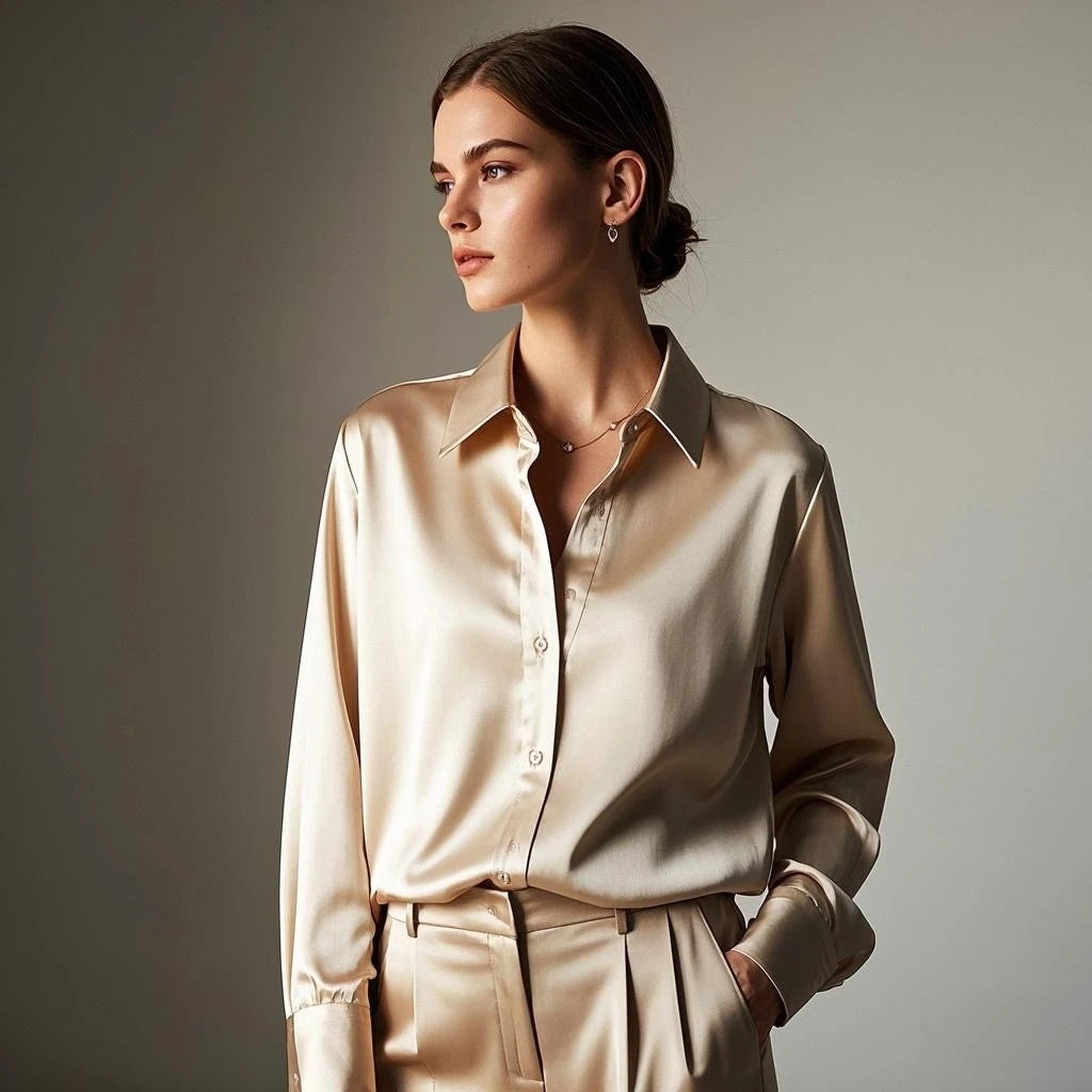 Korean Office Lady Trend Casual Shirt Elegant Blouses For Women Satin Multicolor Basic Slim Shirt Solid All-Match Top French New