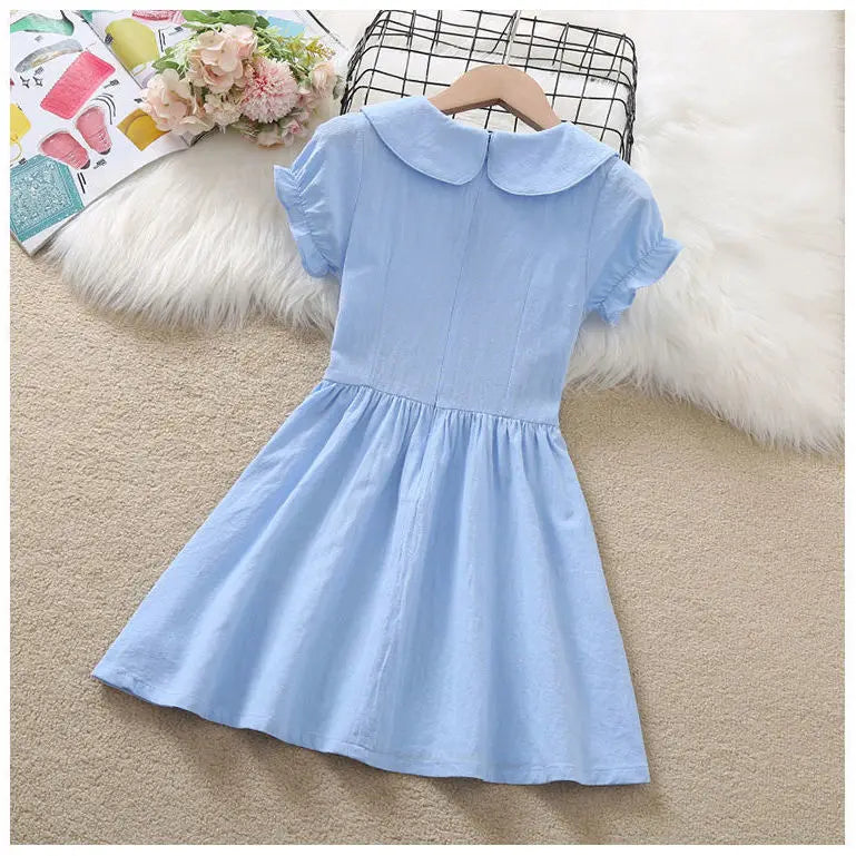 2026 new teenager Summer Kids girls bow Fold Dresses Formal Princess Children braces maid skirt party 4 8 9 5 6 10 12 13 Years