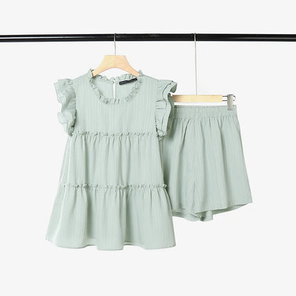 ZANZEA Summer Elegant Short Sleeve Ruffled Blouse Shorts Suit Stylish Women 2 Pieces Sets Holiday Outfit Tracksuit Matching Sets