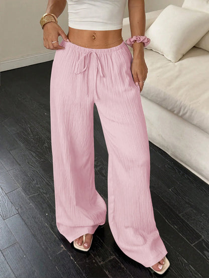 Bohemian Pleated Wide-Leg Pants Women's High-Waist Loose Pants