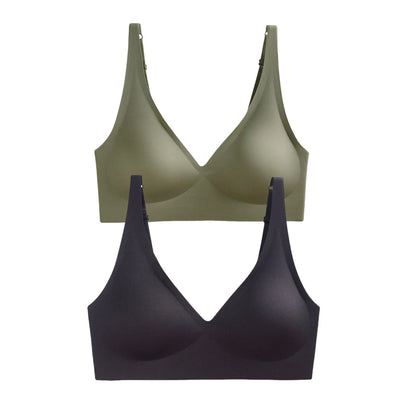 2Pcs/Set Seamless Bras For Women Wireless Underwear Push Up Bralette Soft Padded Deep V Sexy Lingerie Sleepwear Intimates S-3XL