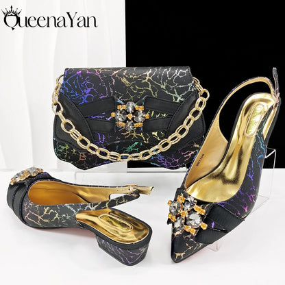 Newest Lemon Green Color Party Weddling Low Heels Pointed Toe Women Shoes and Bag Made of New Bright Materials Comfortable Heels