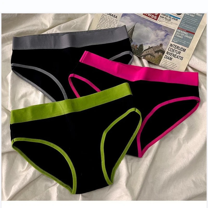 5Pcs/Set Women's Underwear Fashion Comfort Panties Mid Waist Girls Briefs Breathable Underpants Solid Color Panty Intimates