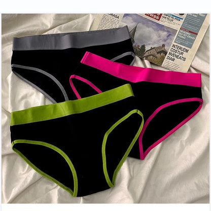5Pcs/Set Women's Underwear Fashion Comfort Panties Mid Waist Girls Briefs Breathable Underpants Solid Color Panty Intimates