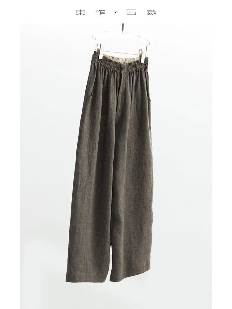 21 Count Ramie Elastic Waist Plus Size Casual Pants Loose Linen Women's Trousers 2026 Spring/Summer Women's Fashion