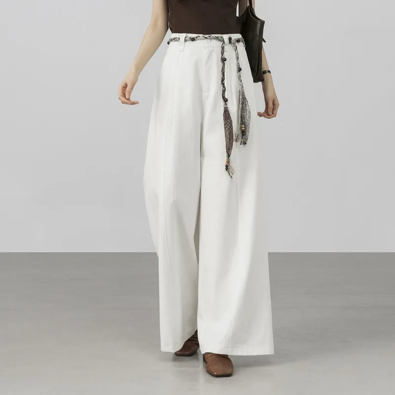 SENTUBILA Women's Wide Leg Baggy Pants 2026 Spring Lyocell Cotton Loose Full Length Trouser Elastic Waist Pant Woman W61KD6035
