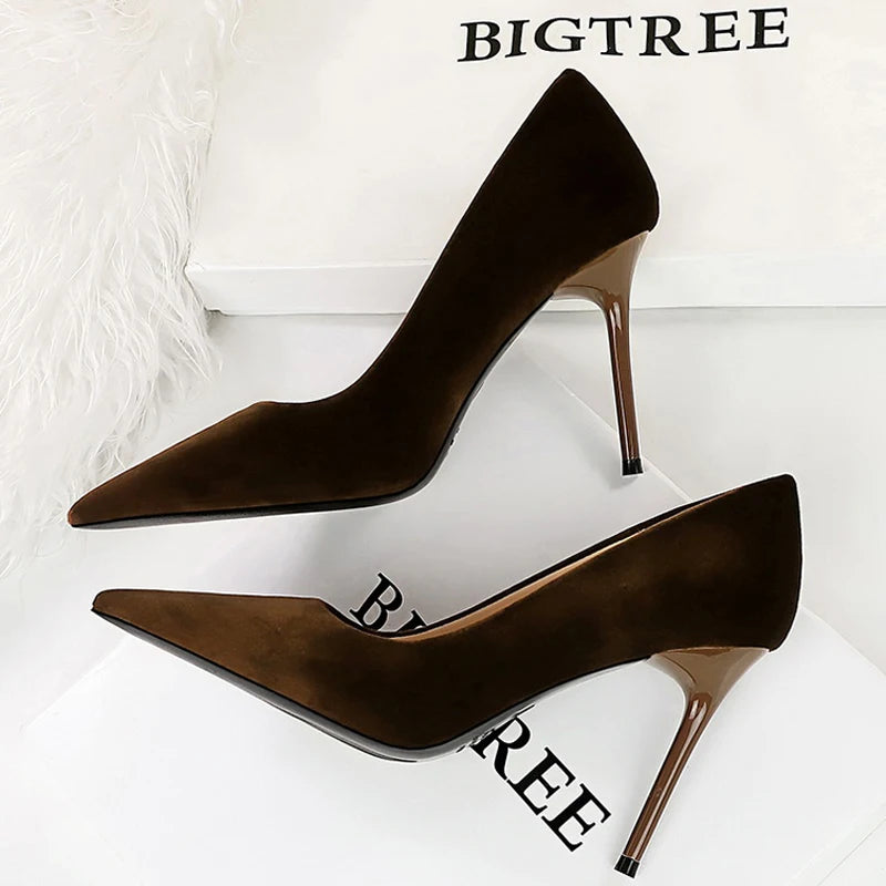 BIGTREE Shoes Suede Women Pumps 2026 New High Heels Fashion Sexy Party Shoes Stiletto Ladies Shoes Women Heels Plus Size 42 43