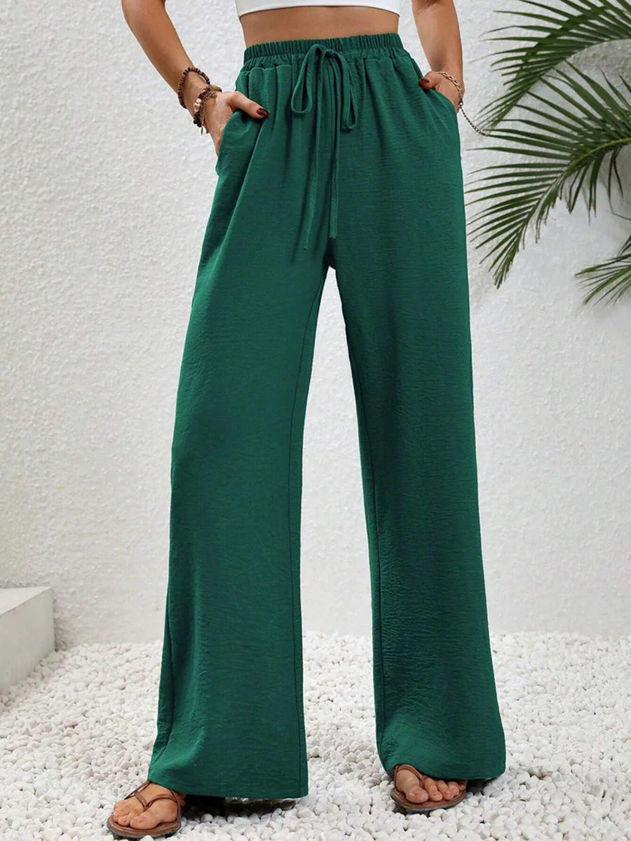 Modigirl 2026 Women Wide Leg Pants Women's Pants And Trousers High Waist Drawstring Elastic Waist Loose Casual Outfits