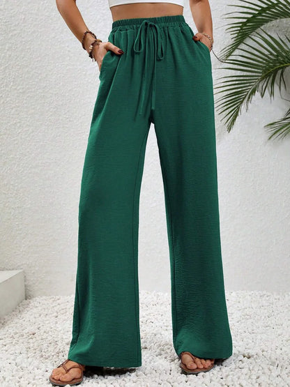 Modigirl 2026 Women Wide Leg Pants Women's Pants And Trousers High Waist Drawstring Elastic Waist Loose Casual Outfits