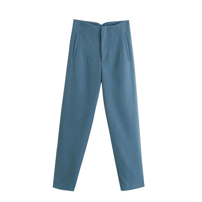 Hot Sale Women Summer Thin Casual Cropped Pants Stretchy Temperament Pleated Slimming Capris Ankle Length High Waisted Trousers