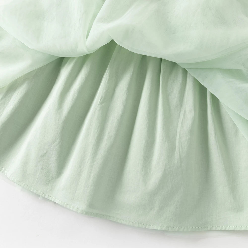Dave Bella Baby Girl Dress Children Princess Dresses Spring Autumn Kids Clothes Green Charm Mesh Elegant Outdoor Party DB1260177