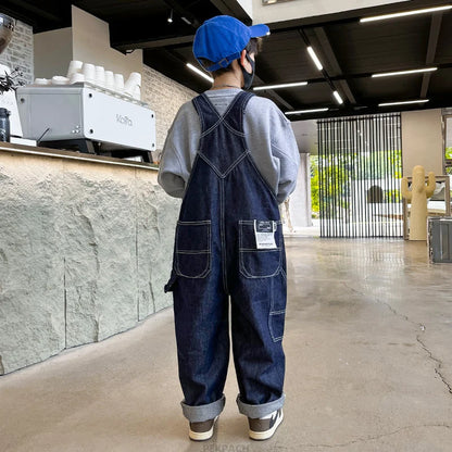 Kids Denim Jumpsuit For Boys Dungarees Overalls Streetwear Children Causal Jeans with Straps Suspenders 5 6 7 8 9 10 11 12 13 14