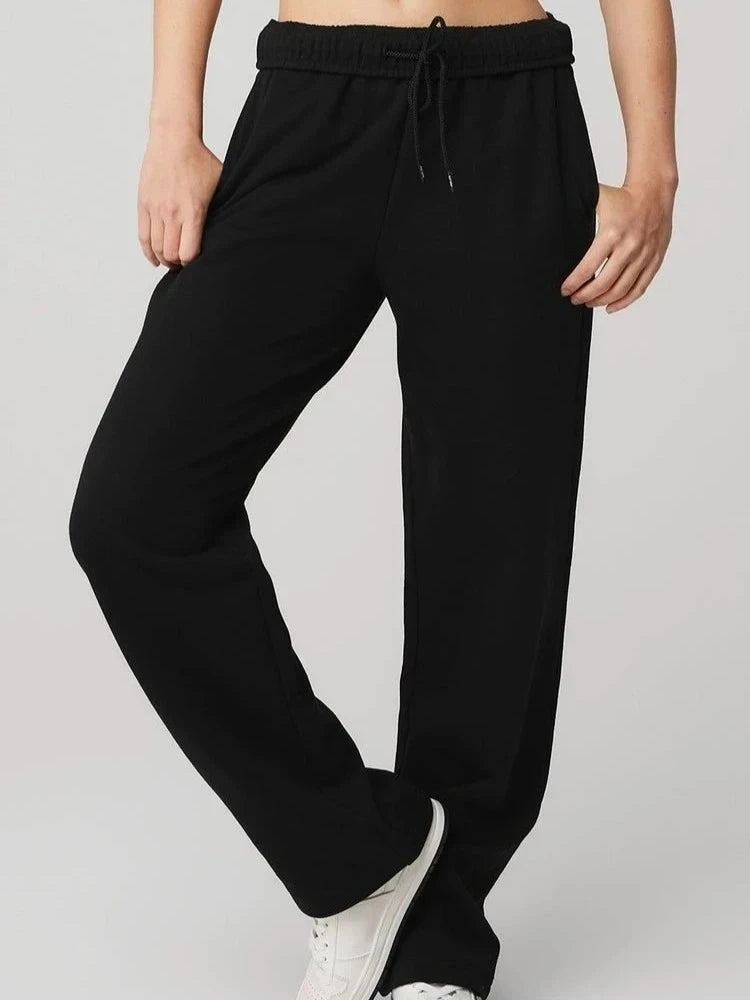 Elastic Black Trousers Joggers Women Sports Cotton Jogging Gray Straight Leg Sweatpants Casual Drawstring Women's Classic Pants