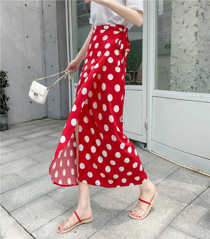 Vacation Style Wrap Skirt Beachside Long Skirt Women's High Waist A-Line Midi Skirt Floral Print One-Piece Summer Spring