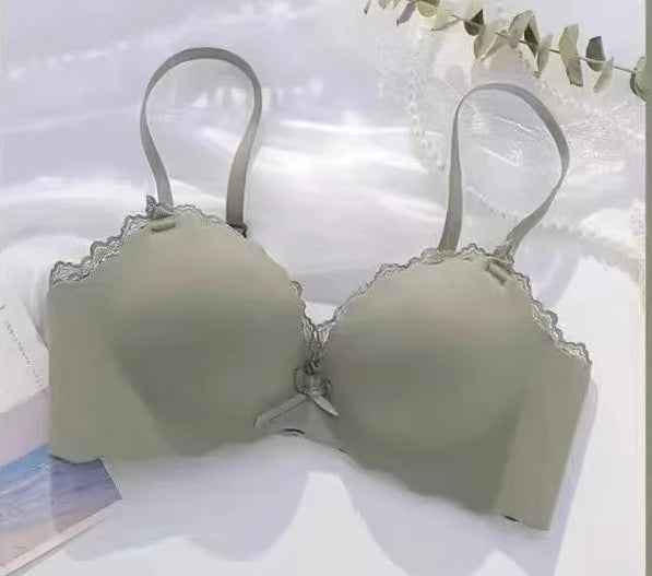 YUQI Small Bust Seamless Bra Set |Extra Padded Lift Enhancer for Flat Chest, Anti-Sagging Support T-Shirt Bra & Panties bralette