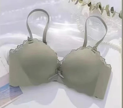 YUQI Small Bust Seamless Bra Set |Extra Padded Lift Enhancer for Flat Chest, Anti-Sagging Support T-Shirt Bra & Panties bralette