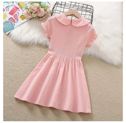 2026 new teenager Summer Kids girls bow Fold Dresses Formal Princess Children braces maid skirt party 4 8 9 5 6 10 12 13 Years