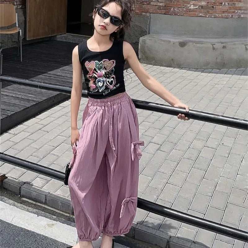 Lightweight Kids Mosquito Repellent Harem Pants 5-12Y Casual Quick Dry Summer Pants for Girls Loose Fit Anti Bug Outdoor Play