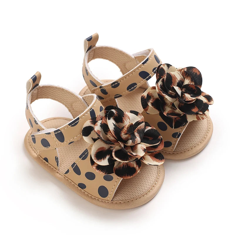 0-1Year Baby Shoes Infant Pre-Walker Shoes Cute Teddy Bear Pattern Summer Sandals Soft Sole Adjustable Strap Daily Footwear