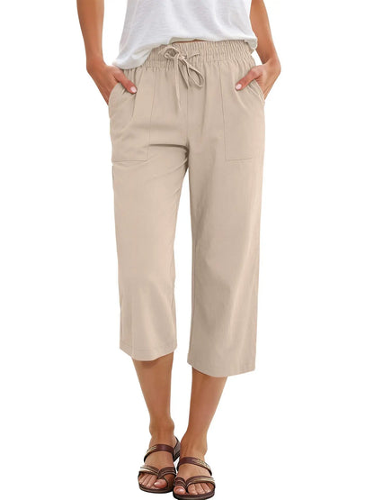 Quick Dry Capri Pants Womens Summer Hiking Cargo Pants 2 Pockets Waterproof Sun UV Protection Knee Length Shorts