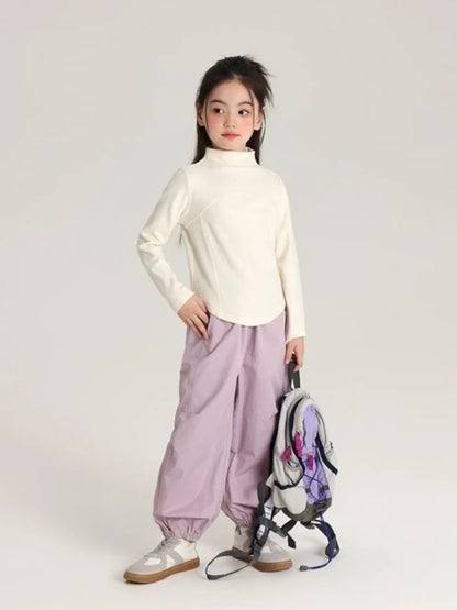 Girls' Tactical Cargo Pants Stylish Ice Silk Quick Dry Tapered Sport Pants for Kids All Season Outdoor Play Adjustable Waist